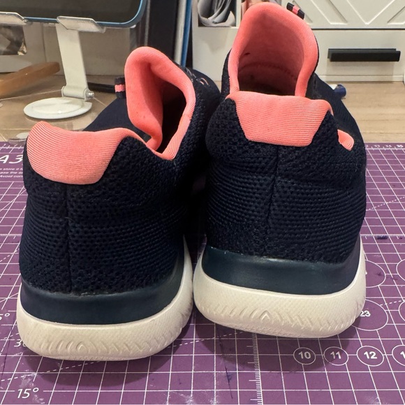 Skechers Women's Navy and Coral Sneakers - Picture 3 of 9